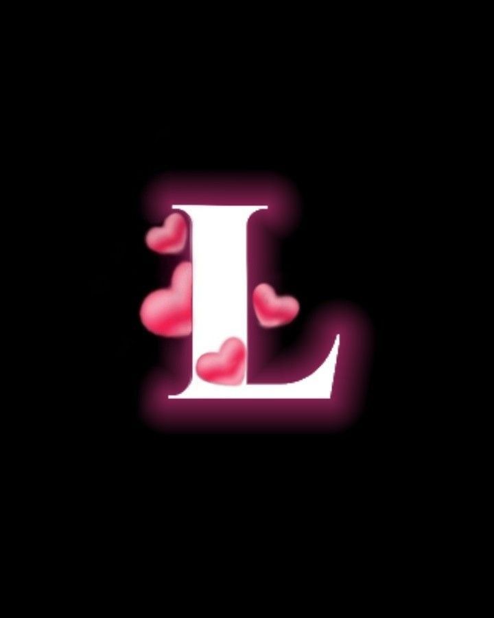 the letter l is made up of hearts in pink and white on a black background