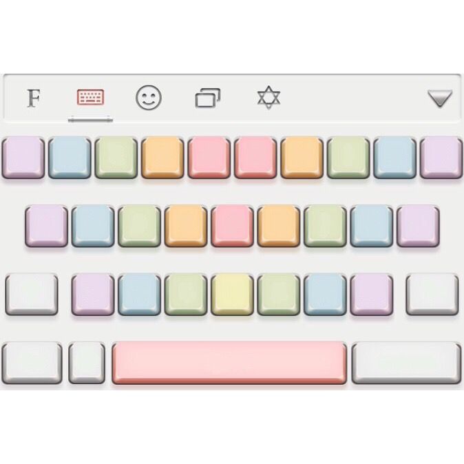 a computer keyboard with different colored keys on the front and back buttons, all in one place