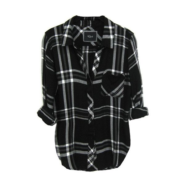 Rails Hunter Shirt in Black/White/Gray found on Polyvore featuring tops, shirts, flannels, black, grey shirt, longsleeve shirt, grey top, white and black tops and black white top Gray Plaid Shirt, Lady Clothes, Flannel Blouse, Black Plaid Shirt, Black And White Flannel, Tartan Shirt, Sweet Clothes, White Flannel, Hiking Backpacking