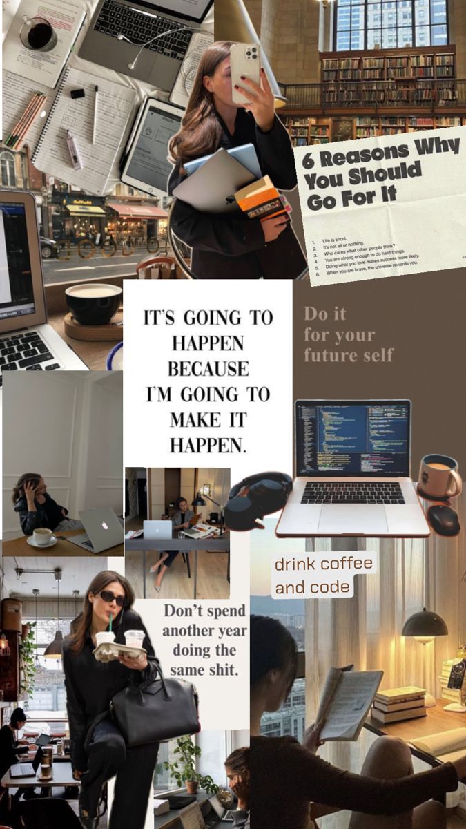 a collage of photos with people working on laptops and reading books in the same room