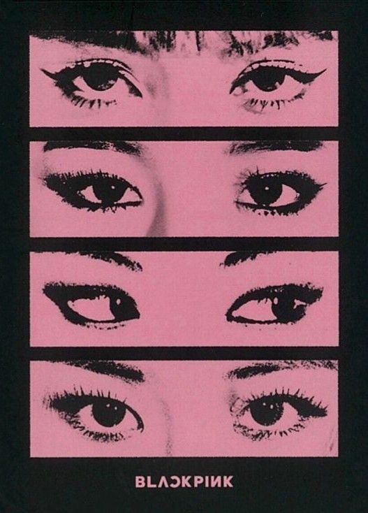 the cover art for blackpink's album, which features four different eyes