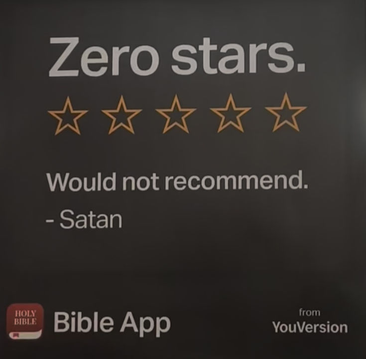 Zero stars. "Would not recommend."- satan Holy Bible App from YouVersion 7 Deadly Sins Bible, Satanic Star, Satanic Bible Book, King James Version, Bible App, King James, Holy Bible, Christian Art, Random Things