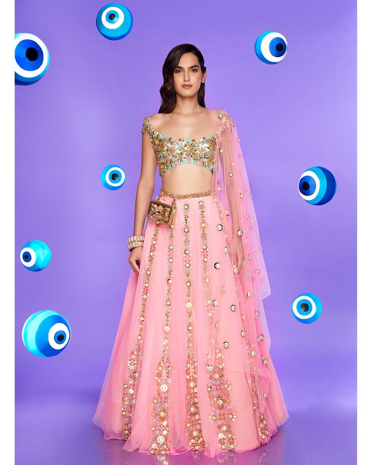 Tulle Lehenga, Athens Fashion, Indian Bride Outfits, Lehnga Dress, Bridal Lehenga Collection, Tulle Sleeves, Pink Lehenga, Lehenga Collection, Pink Tulle