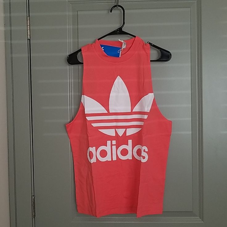 Adidas Originals Tee Condition: New Color: Neon Pink Size: M/ L No Holds/ Trades Adidas Sporty Cotton Tank Top, Adidas Cotton Tank Top For Spring, Adidas Casual Cotton Tank Top, Adidas Casual Tank Top For Sports, Adidas Casual Summer Tank Top, Casual Adidas Cotton Tank Top, Casual Adidas Summer Tank Top, Adidas Summer Sleeveless Tops, Adidas Sporty Summer Tank Top