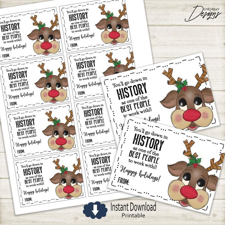 rudolph the reindeer printable christmas gift tags with red nose and antlers on them