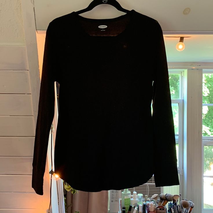 Old Navy Size: Large Black Never Worn No Holes, Pulls, Stains, Rips, Etc. Smoke Free Home Black Pointelle Knit Top For Work, Black Knit Tops For Loungewear, Black Crew Neck Top With Pointelle Knit, Black Cotton Pointelle Knit Top, Waffle Knit Tops For Workwear, Black Pointelle Knit Cotton Tops, Winter Black Pointelle Knit Top, Black Waffle Knit Long Sleeve Sweater, Black Long Sleeve Waffle Knit Sweater