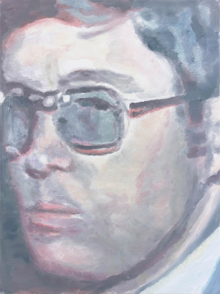 a painting of a man with glasses on his face