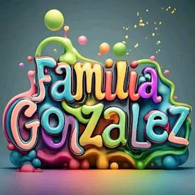 the word famila gonzaez is made up of colorful letters and bubbles