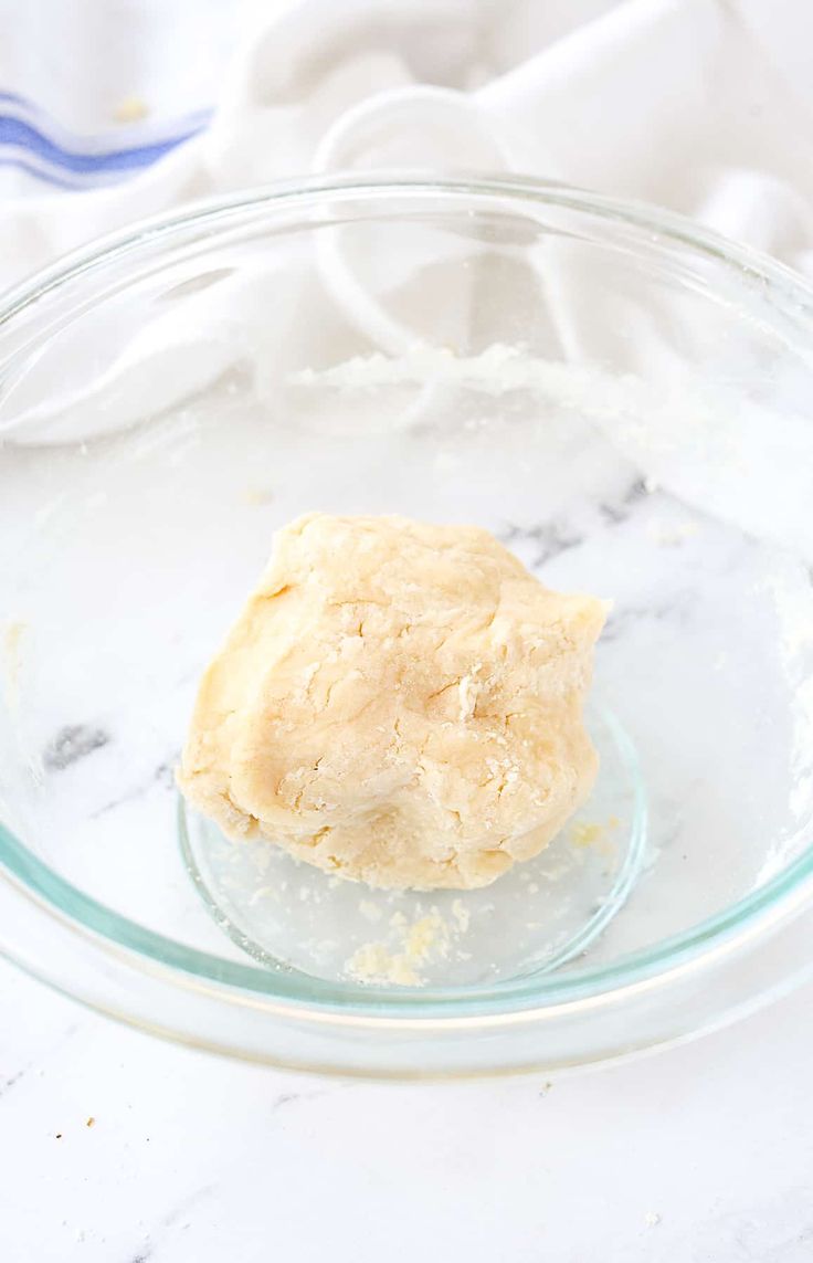 a piece of bread in a glass bowl