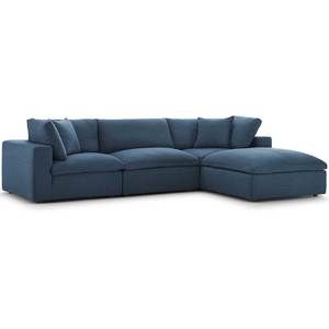 Carmen 4 Piece Sectional Sofa Azure - Froy.com Azure Sofa, Rustic Furniture Decor, Transitional Sectional Sofas, Blue Sectional, Contemporary Sectional Sofa, Sofas For Sale, Sectional With Ottoman, Modern Sofa Sectional, Sofa Styling