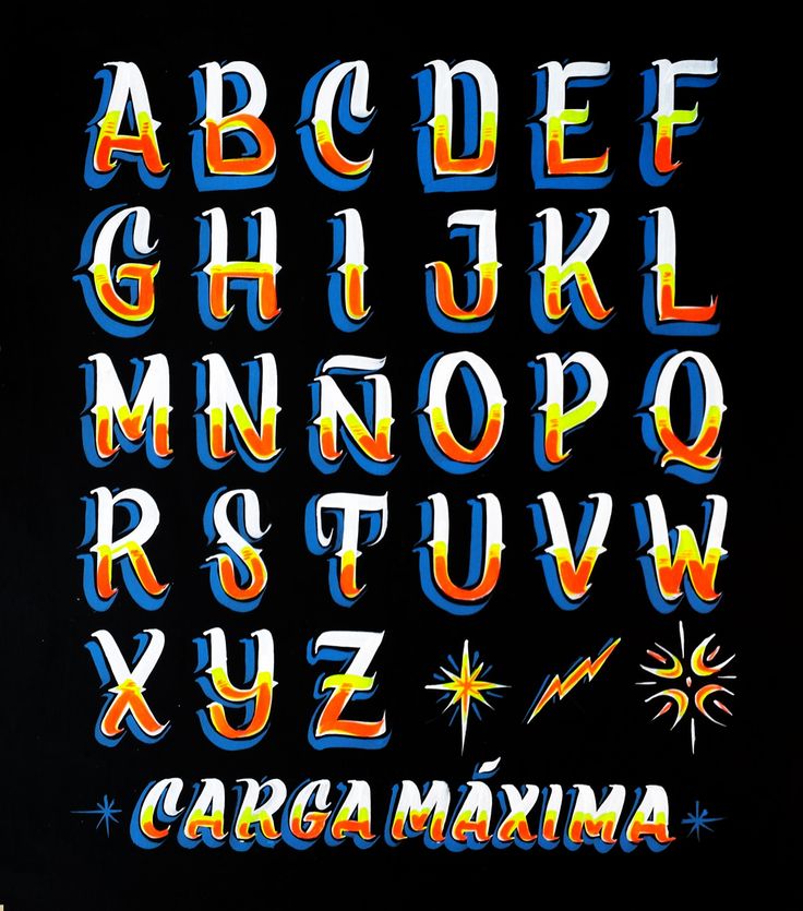 the alphabet is made up of different colors and shapes, including letters that appear to be drawn