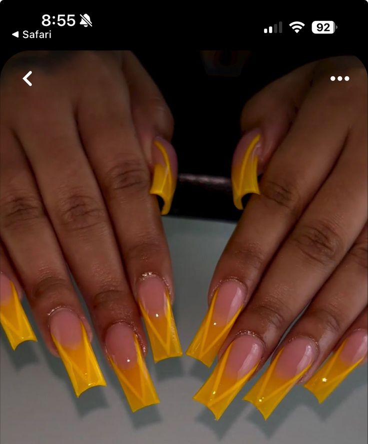 Mustard Acrylic Nails, Sgrho Nails, Acrylic Toe Nails, Long Acrylic Nail Designs, Drip Nails, Glamour Nails, Colored Acrylic Nails, Cute Acrylic Nail Designs, Glow Nails