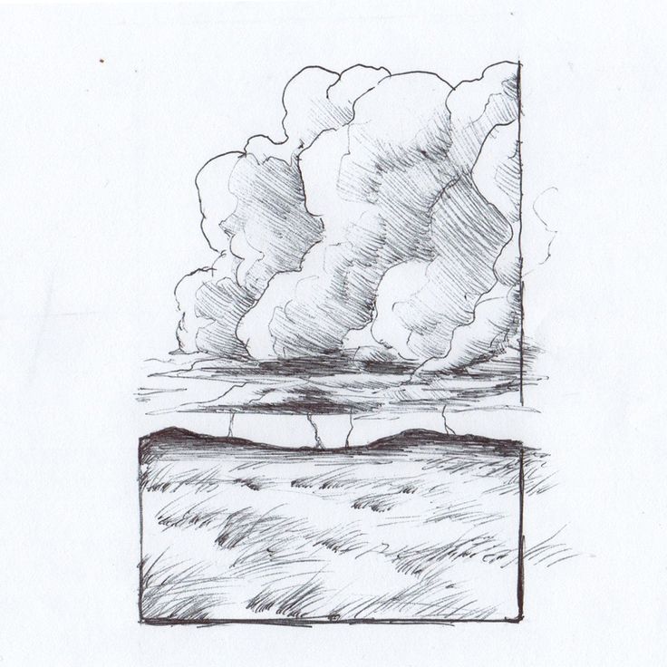 a pencil drawing of some clouds in the sky