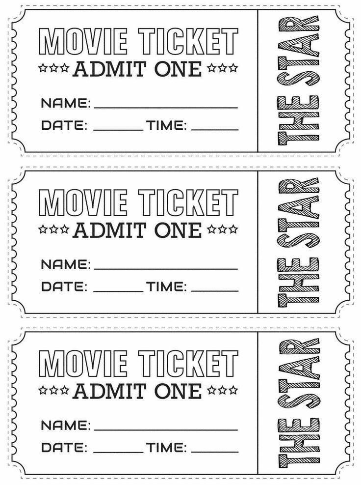 printable movie ticket templates for kids to use in the classroom or at home