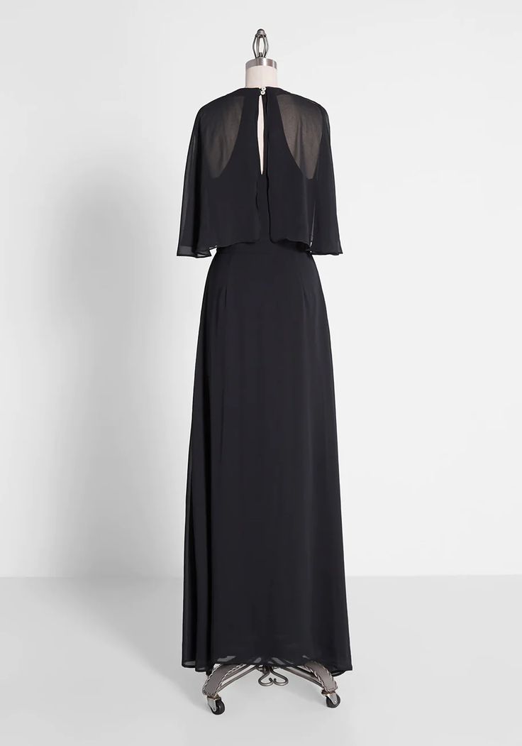 Queen of Eden Maxi Dress | ModCloth Sheer Cape, Black Halter Top, Queen Dress, Black Halter, Sheer Sleeves, Black Maxi Dress, First Look, Halter Top, Eden