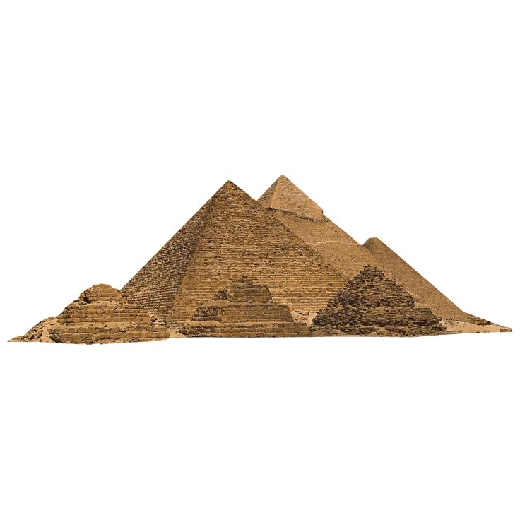 three pyramids are shown against a white background