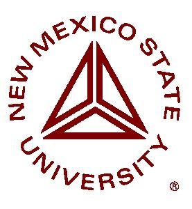 the new mexico state university logo is shown in red and black on a white background