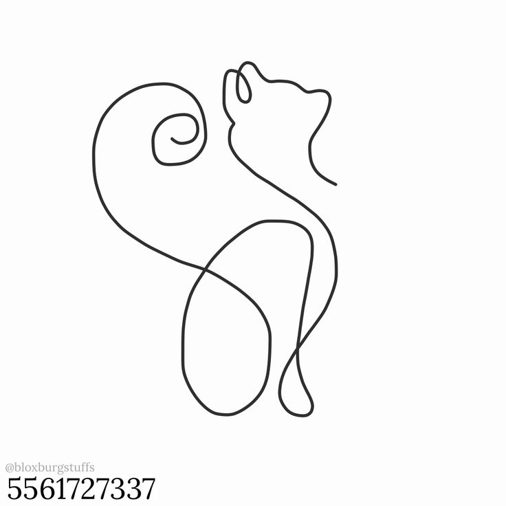 a black and white drawing of a cat with its head in the shape of a heart