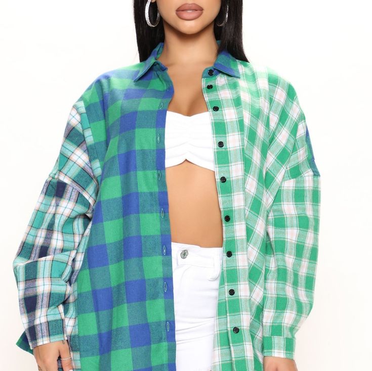 Nwt Flannel Top Size Medium Trendy Long Sleeve Flannel Shirt For Day Out, Trendy Spring Flannel Shirt, Trendy Flannel Shirt For Spring, Trendy Cotton Flannel Shirt For Spring, Trendy Blue Winter Shirt, Long Sleeve Flannel Tops For Spring, Plaid Flannel Shirt For Spring, Spring Plaid Flannel Shirt, Spring Long Sleeve Flannel Tops