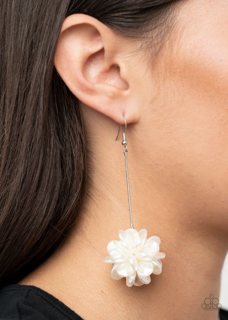 LIFE OF THE PARTY EXCLUSIVE JANUARY 2021 p5wh-wtxx-204xx Pearl Teardrop Earrings, Paparazzi Accessories Jewelry, White Earring, Acrylic Flower, Life Of The Party, Party Earrings, Fish Hook Earrings, Teardrop Beads, Jewelry Images