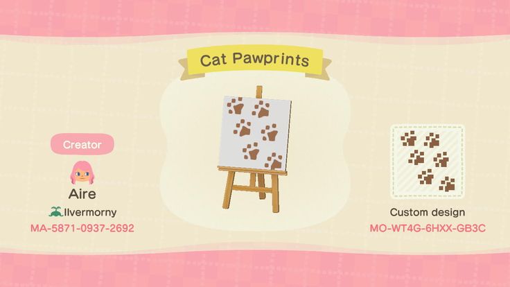 an animal crossing game with cat paw prints on the screen and in front of it's easel