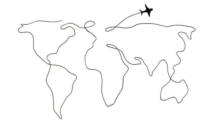 an airplane is flying over the earth in black and white, as if it were drawn by hand