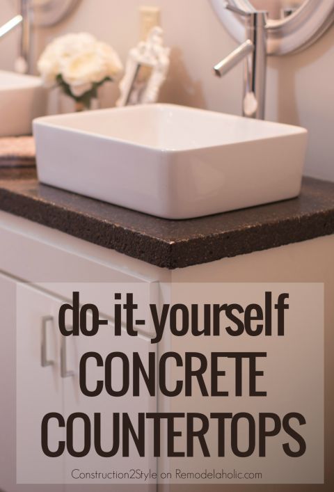 a bathroom sink with the words do it yourself concrete countertops