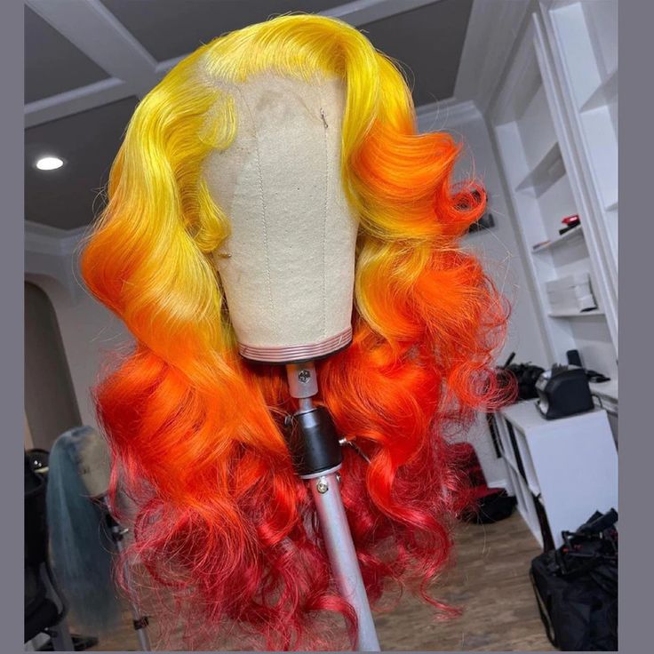 Yellow Wig, T Part Wig, Beige Blond, Creative Hair Color, Pretty Hair Color, Colored Wigs, Yellow Hair, Christmas Hair, Hair Shop