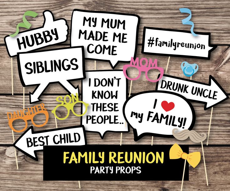 the family reunion party props are ready to be used for any celebration or special occasion