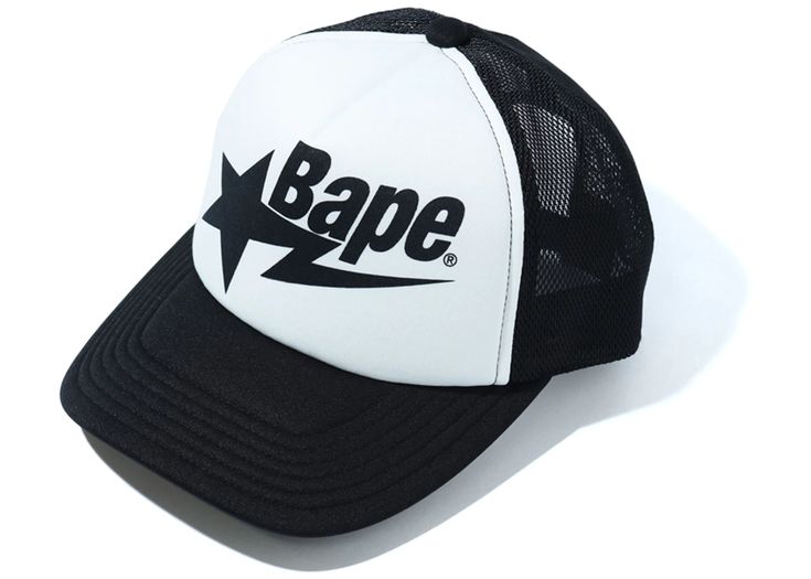 BAPE Sta Mesh Cap Black - SS20 Bape Trucker Hat, Bape Hat, Trucker Hat Black, Breathable Mesh Baseball Cap For Streetwear, Black Mesh Baseball Cap With Breathable Mesh, Black Breathable Mesh Baseball Cap, Breathable Mesh Snapback Hat For Streetwear, Breathable Mesh Trucker Hat For Streetwear, Casual Trucker Hat With Breathable Mesh For Streetwear