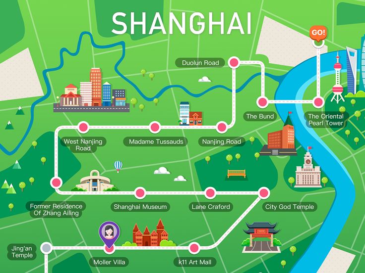 a map of the city of shanghai, china with all its major landmarks and attractions