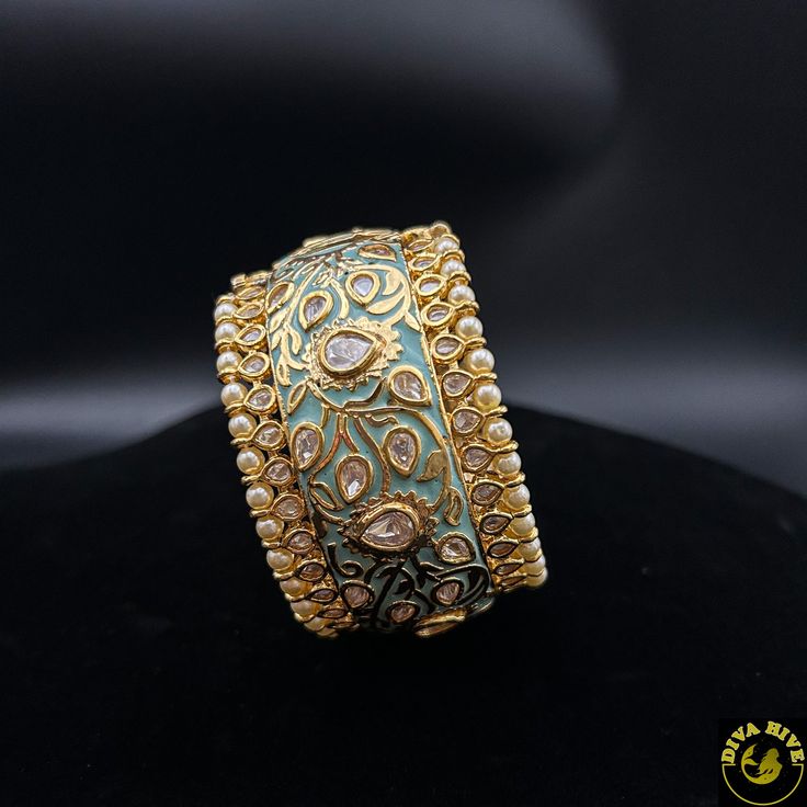 Premium Kundan Meena Kada - Bangle -Bangle Kundan Kada, Kada Bangles, Brass Polish, Jewelry Making Business, Kundan Bangles, Pretty Wallpapers, Jewelry Care, Antique Jewelry, Jewelry Box