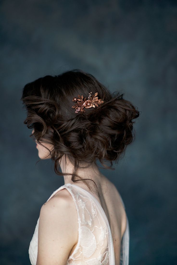 Gold Hair Colors, Bridal Hairpiece, Hair Comb Bridal, Rose Gold Flower, Crystal Hair Comb, Flower Hair Comb, Rose Gold Hair, Wedding Hair Pins, Bridal Hair Comb