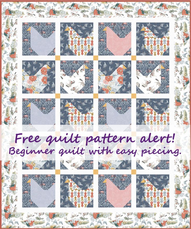 a quilt pattern with the words free quilt pattern alert beginer quilt with easy piecing