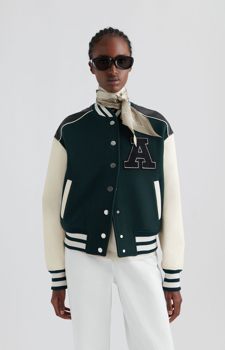 Ivy Varsity Jacket- #Ivy #Jacket #Varsity Check more at https://howcandothis.com/manstyle/ivy-varsity-jacket-3/ Varsity Jacket Outfit Mens, Letterman Jacket Outfit, Cable Structure, Varsity Jacket Outfit, Baseball Varsity Jacket, Axel Arigato, The Ivy, Letterman Jacket, Lightweight Dress