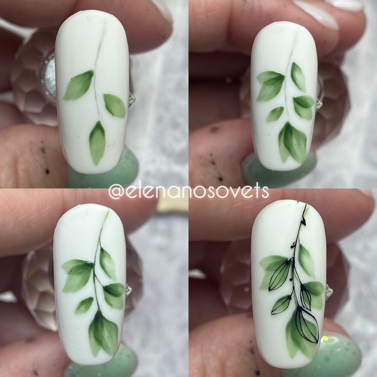 Aquarel Nail Art, Green Leaves Nails, Aquarelle Nail Art, Aquarelle Nails, Subtle Nail Art, Quick Nail Art, Aqua Nails, Purple Nail Art, Water Color Nails