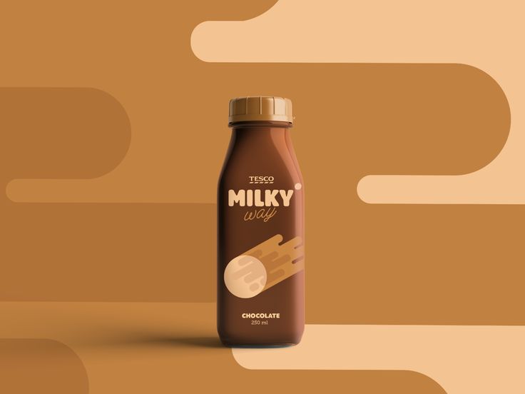 a bottle of milk on a brown and beige background with the word milky in it