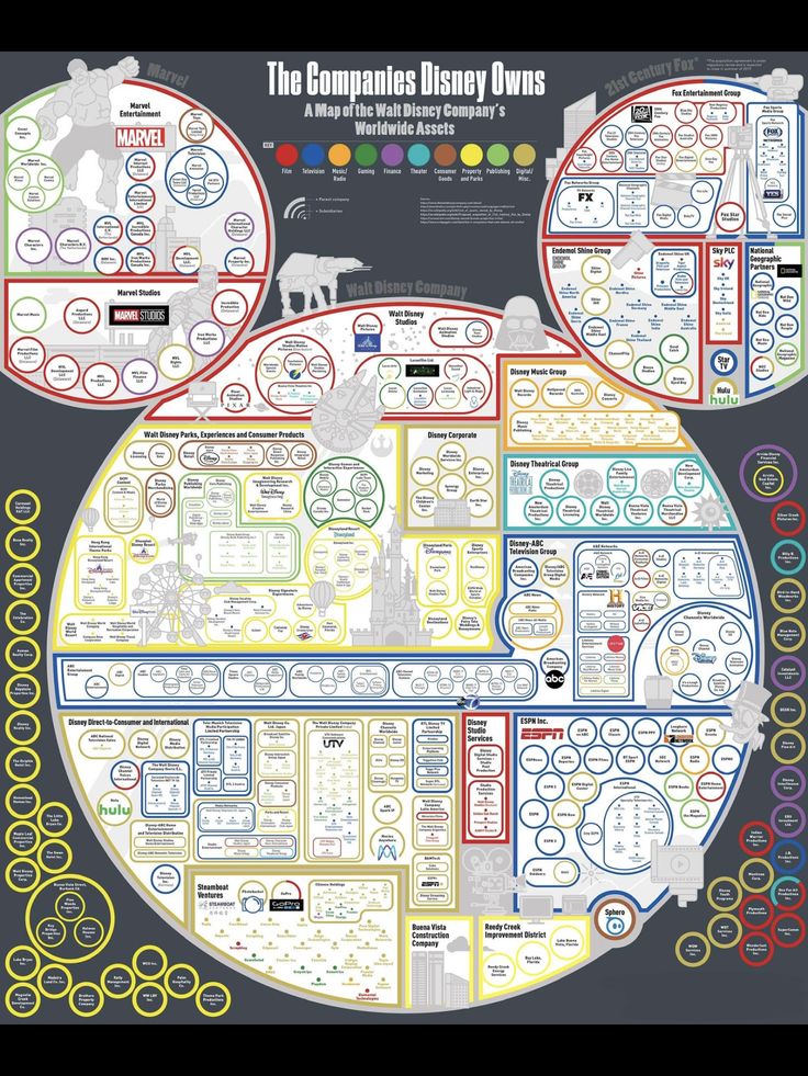 the complete disney world map is shown in this graphic style, and includes all kinds of items