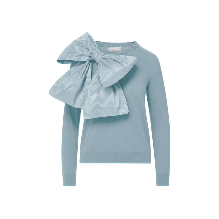 introducing our first ever signature bow sweater: the patricia. made from 100% merino wool and finished with our signature hand tied bow.  we're welcoming her for pre-spring in an all new color: ice! we've finished her with a silk dupioni bow for an extra luxurious touch.  content: 100% merino wool from sudwolle (out o Spring Long Sleeve Sweater With Bow, Long Sleeve Sweater With Bow For Spring, Elegant Blue Merino Wool Sweater, Statement Sweater, Silk Dupioni, Bow Sweater, Black Lipstick, Silk Taffeta, 3 Weeks