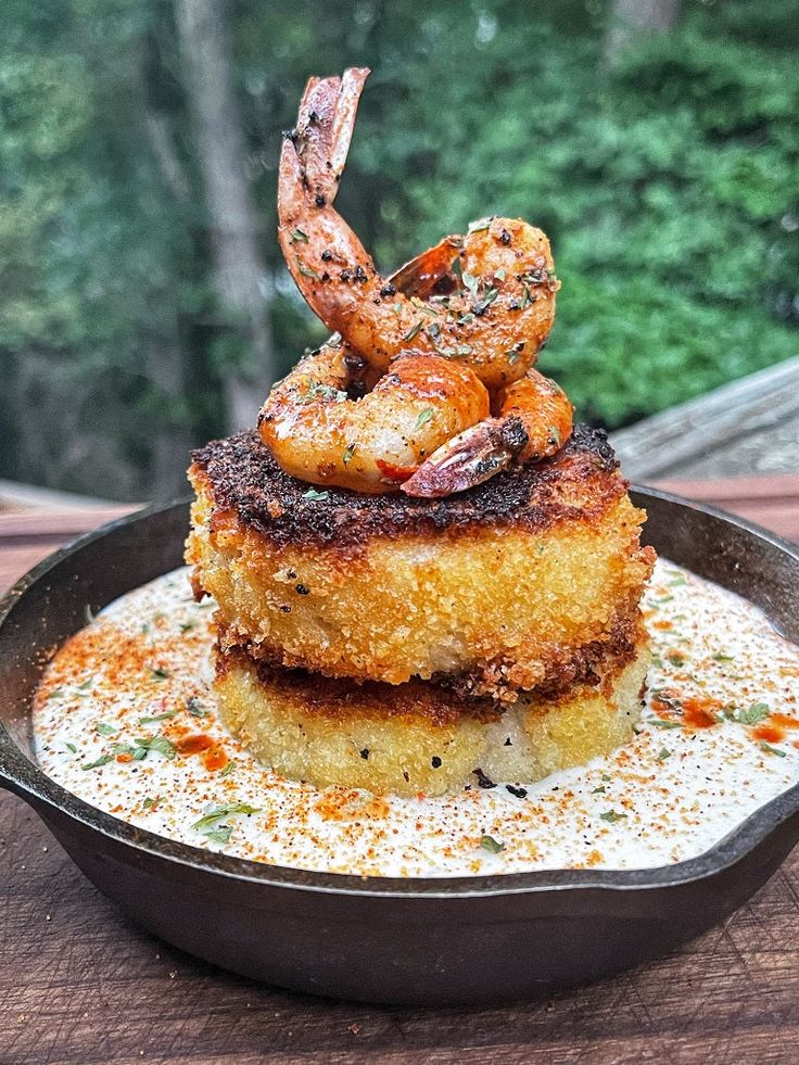 some food is sitting in a pan on a table