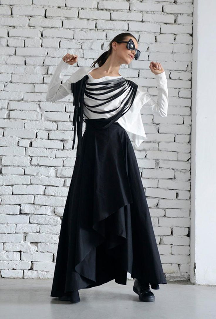 Maxi Black Skirt, Long Skirt Formal, Crop Top Blanco, Loose Skirt, Fringe Shirt, Evening Skirts, Womens Skirts, Formal Skirt, White Long Sleeve Top