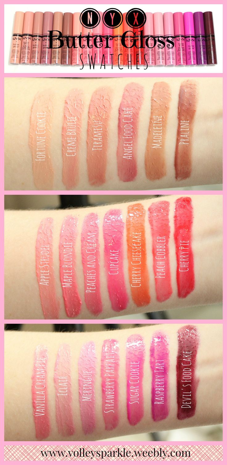 Nyx Butter Gloss Swatches | 20 Shades Butter Gloss Dark Skin, Nyx Butter Gloss Dark Skin, Nyx Lip Liner Swatches, Nyx Butter Gloss Swatches, Butter Gloss Swatches, Nyx Matte Lipstick Swatches, Nyx Soft Matte Lip Cream Swatches, Nyx Swatches, Nyx Stay Night