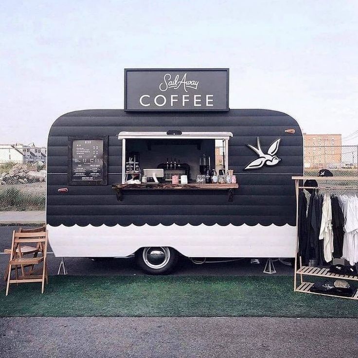 an old camper converted into a coffee shop