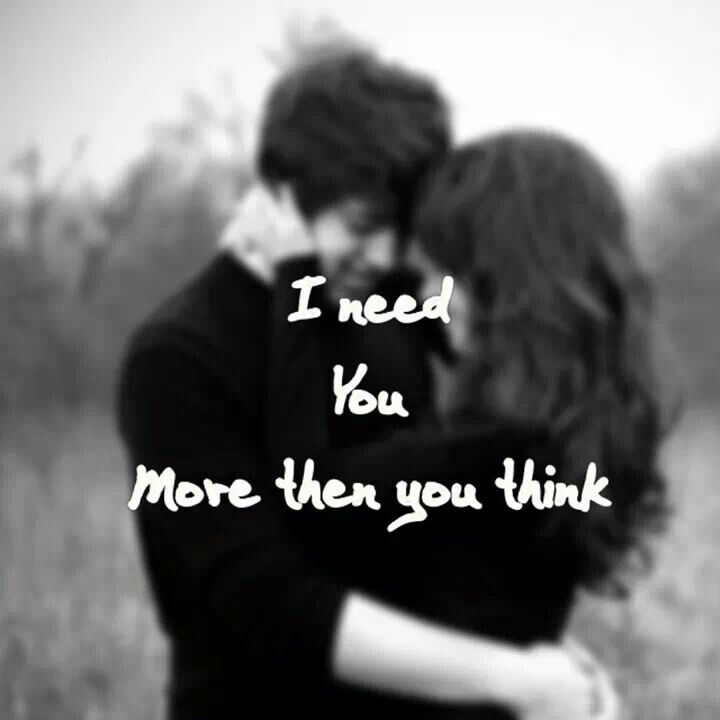 two people hugging each other with the words i need you more then you think