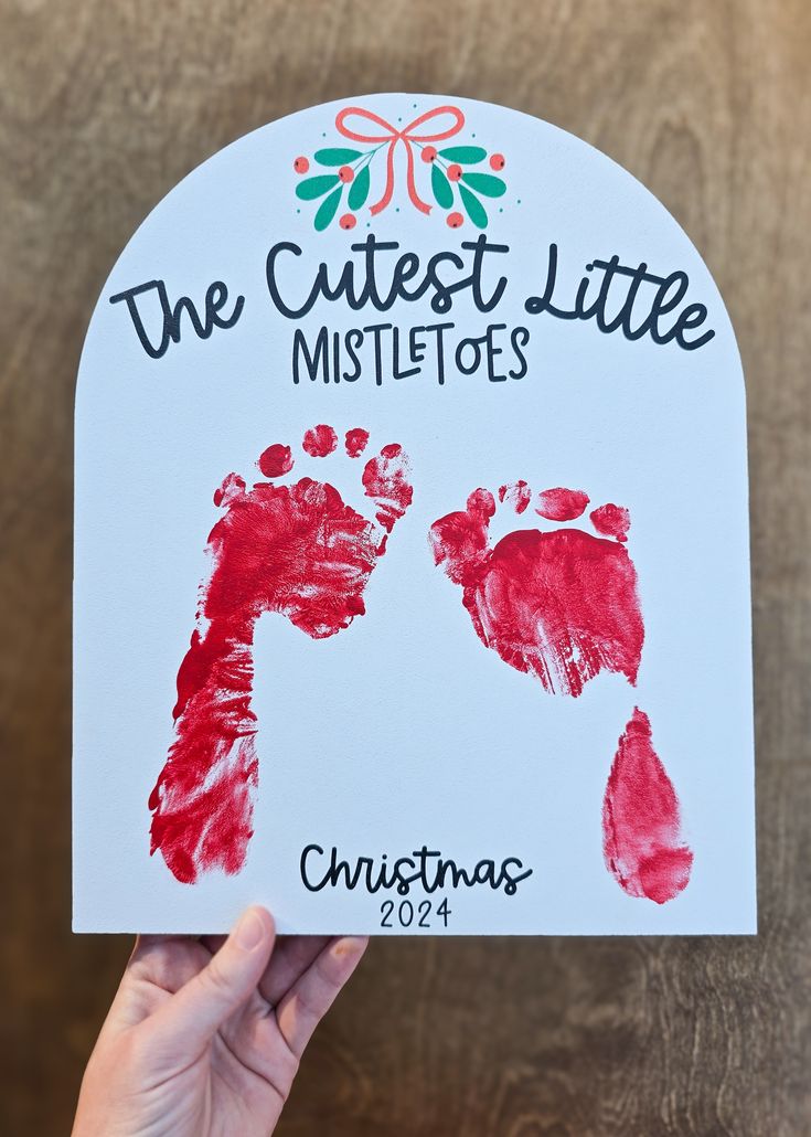 handprinted christmas card for the cutest little mistlet toes