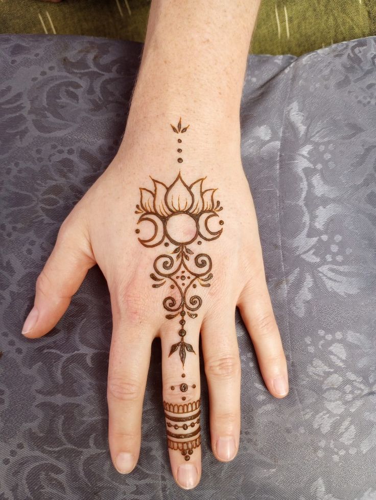 a woman's hand with hennap on it and a flower design on the palm