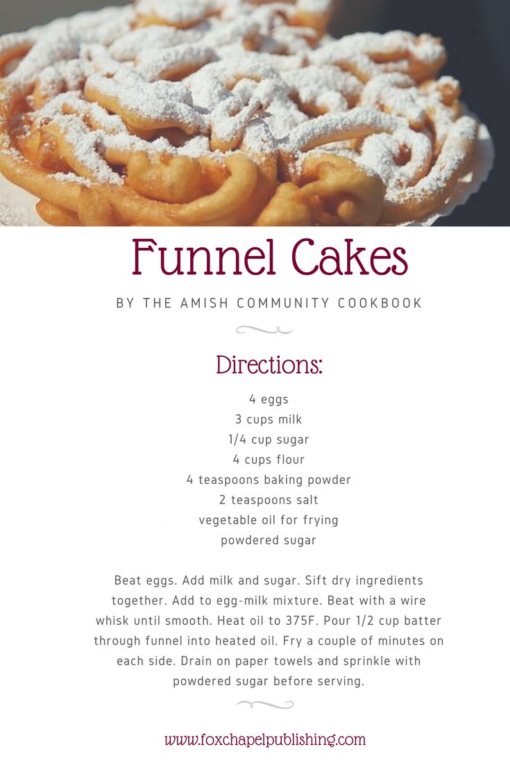 the funnel cake recipe is shown with instructions