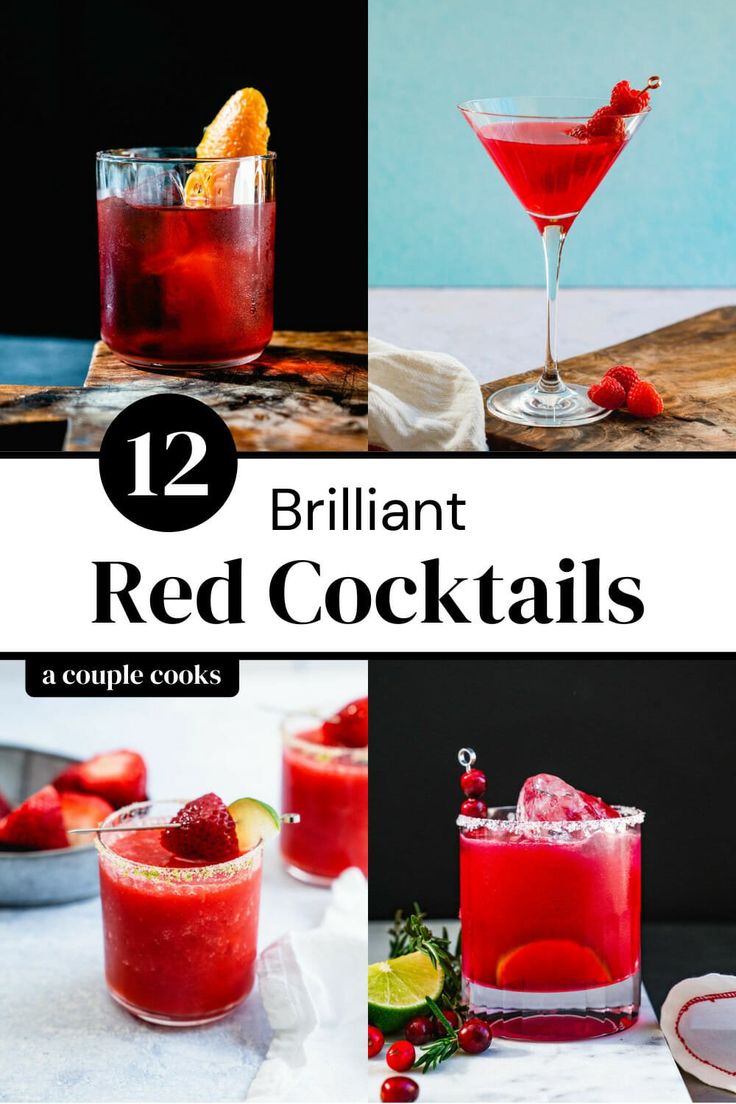 red cocktails with text overlay that reads 12 brilliant red cocktails