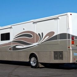 a motor home parked in a parking lot