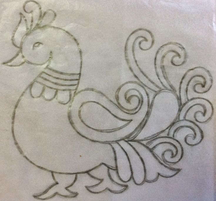 a drawing of a bird with swirls on it